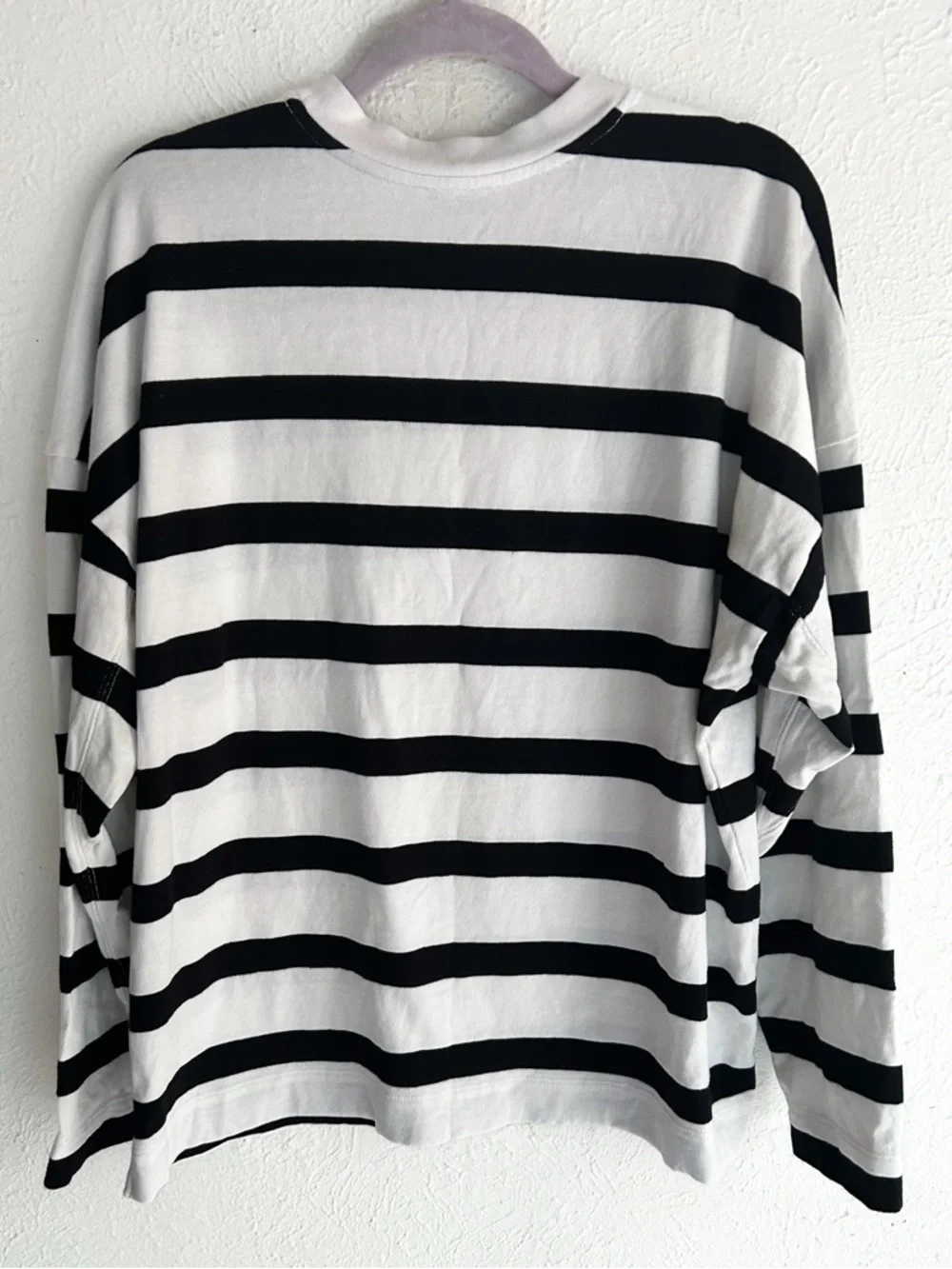 Ayr Early Morn Striped Black White Long Sleeve Tee Heavyweight jersey Cotton XL - Picture 3 of 7